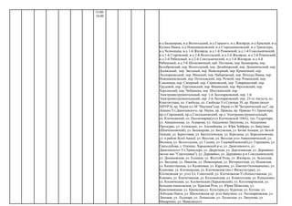 15:00-
18:00
в-д Балакирева, в-д Вологодский, в-д Горького, в-д Жилярди, в-д Красный, в-д
Кулика Ивана, в-д Новошишковский, в-д Старошишковский, в-д Тринклера,
в-д Челюскина, в-д 1-й Жилярди, в-д 1-й Роменский, в-д 1-й Сокольнический,
в-д 1-й Старовский, в-д 2-й Вологодский, в-д 2-й Жилярди, в-д 2-й Роменский,
в-д 2-й Рябиновый, в-д 2-й Сокольнический, в-д 3-й Жилярди, в-д 4-й
Рябиновый, в-д 5-й Шелковичный, наб. Песчаная, пер. Балакирева, пер.
Белобровский, пер. Вологодский, пер. Дизайнерский, пер. Динамический, пер.
Досвидный, пер. Звездный, пер. Инженерный, пер. Криничный, пер.
Лісопарківський, пер. Минский, пер. Набережный, пер. Неходы Ивана, пер.
Новошишковский, пер. Путиловский, пер. Речной, пер. Роменский, пер.
Самокиша, пер. Саперный, пер. Сериковский, пер. Товарищеский, пер.
Трудовой, пер. Тургеневский, пер. Фанинский, пер. Фроловский, пер.
Херсонский, пер. Чебышева, пер. Шосткинский, пер.
Электроинструментальный, пер. 1-й Лесопарковский, пер. 1-й
Электроинструментальный, пер. 2-й Лесопарковский, пер. 23-го Августа, пл.
Конституции, пл. Свободы, пл. Свободы-Ул.Сумская 39, пр. Науки (возле
ХНУРЭ), пр. Науки (ст.М "Научная"),пр. Науки ст.М."Ботанический сад", пр.
Ленина-Ул.Данилевского, пр. Науки, пр. Правды, пр. Правды-Ул.Тринклера,
пр-д Сиреневый, пр-д Сокольнический, пр-д Электроинструментальный,
сп. Клочковский, сп. Пассионарии(угол Клочковской 104А), туп. Гидропарк,
ул. Авиационная, ул. Аграрная, ул. Академика Ляпунова, ул. Академика
Проскуры, ул. Алчевских, ул. Альпийская, ул. Юри Зойфера, ул. Бакулина
(Шевченковский), ул. Балакирева, ул. Батумская, ул. Белая Акация, ул. Белой
Акации, ул. Берестовая, ул. Биологическая, ул. Бородина, ул. Бородиновская,
ул. в районі Білої Акації, ул. Веселая, ул. Веселая угол Авиахимической, ул.
Веснина, ул. Вологодская, ул. Галана, ул. Гацева(Киевский),ул. Гиршмана, ул.
Гризодубова, с. Олешки, Харьковский р-н; ул. Данилевского, ул.
Данилевского-Ул.Тринклера, ул. Двуречная, ул. Дергачевская, ул. Деревянко
(возле маг."Сантехника"), ул. Деревянко, ул. Деревянко р-н Сокольнической,
ул. Динамовская, ул. Есенина, ул. Желтой Розы, ул. Жилярди, ул. Залесская,
ул. Звездная, ул. Иванова, ул. Инженерная, ул. Интернатская, ул. Исаевская,
ул. Казахстанская, ул. Калиновая, ул. Каразина, ул. Квитки-Основьяненко, ул.
Кленовая, ул. Клочковская, ул. Клочковская (ин-т Физкультуры), ул.
Клочковская ул. угол Ел. Совхозной, ул. Клочковская-Ул.Казахстанская, ул.
Ковпака, ул. Кокчетавская, ул. Коломенская, ул. Комитетская, ул. Копыленко,
ул. Космическая, ул. Космическая (Харьковский), ул. Костомаровская, ул.
Большая панасовская, ул. Красная Роза, ул. Юрия Шевелева, ул.
Красномаяцкая, ул. Крымская,ул. Культуры,ул. Курская, ул. Кутова, ул.
Лебедева Павла, ул. Шатиловская пр. угол Бакулина, ул. Лесопарковская, ул.
Липовая, ул. Лісопарк, ул. Лопанская, ул. Луганская, ул. Ляпунова, ул.
Макаренко, ул. Маяковского
 