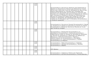 СФГ «Промінь»
17:00-
20:00
Богодухівський р-н, м. Богодухів вул. Покровська, пров. Покровський, вул.
Варанкіна, вул. Веденичева, вул. Вишнева, пров. Вишневий, вул. Генерала
Нікітіна, пров. Глобіна, пров. Гоголя, вул. Дем'янівська, вул. Дерегуса, пров.
Каразiна, майдан Каразіна, вул. Гімназійна, пров. Гімназійний, пров.
Кленівський, пров. Волошковий, пров. Колодяжний, вул. Короленко, пров.
Короленко, вул. Слобожанська, пров. Латіна, вул. Центральна, вул. Лозівська,
пров. Лозівський, вул. Мічуріна, вул. Молокова, вул. Новоселівська, вул.
Оксенича, вул. Історична, вул. Піщана, пров. Садовий, вул. Східна, пров.
Ударний, вул. Красивий Яр, пров. Красивий Яр, пров. Шпильки, вул.
Солов'їна, вул. 8-го Мехкорпусу, пров. 8-го Мехкорпусу; Богодухівський р-н,
с. Лозова вул. Агрошкiльна.
17:00-
20:00
Богодухівський р-н, м. Богодухів вул. Катукова; Богодухівський р-н, с. Кручик
вул. Залужанська, вул. Каразіна, вул. Молодіжна, вул. Підлісна, вул. Чапаєва;
Богодухівський р-н с. Павлівка вул. Ватутіна, вул. Жовтнева, вул. Лугова,
пров. Луговий, вул. Мічуріна.
17:00-
20:00
Богодухівський р-н, с. Воскресенівка; Богодухівський р-н, сел.
Дев'ятибратово; Богодухівський р-н, с. Іванівка; Богодухівський р-н, с.
Корбини Івани вул. Дзюби, вул. Квіткова, вул. Молодіжна, вул. Москаленки,
вул. Мусієнки, вул. Центральна, вул. Червоногірна, вул. Шкарлати, вул.
Шкільна, вул. 1 Травня; Богодухівський р-н, с. Крупське, с.
Мар'їне(Ул'янівська с/р); Богодухівський р-н, с. Новософіївка;
Богодухівський р-н, сел. Свищі; Богодухівський р-н, с. Улянівка;
Богодухівський р-н, сел. Шкарлати.
17:00-
20:00 Богодухівський р-н, с. Бабаки; Богодухівський р-н, с. Горбанівка;
Богодухівський р-н, с. Дмитрівка; Богодухівський р-н, с. Матвіївка;
Богодухівський р-н, с. Щербаки.
17:00-
20:00
17:00-
20:00
Богодухівський р-н, с. Губарівка вул. Північна, пров. Харківський;
Богодухівський р-н, с. Куп'єваха, Богодухівський р-н, с. Полкова Микитівка
 