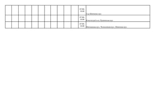 Сад Шевченко вул.
Конституції м-н; Пушкінська вул.
Матюшенка вул.; Челюскінців вул.; Шевченка вул.
07:00-
10:00
07:00-
10:00
07:00-
10:00
 