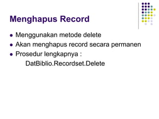 Pemrograman Basis Data Menggunakan Visual Basic | PPT