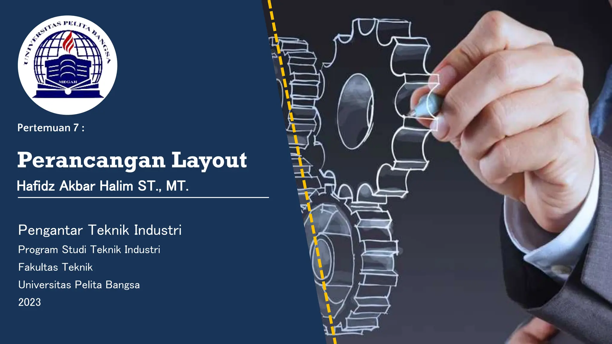 Pertemuan 7 :
Perancangan Layout
Pengantar Teknik Industri
Program Studi Teknik Industri
Fakultas Teknik
Universitas Pelita Bangsa
2023
Hafidz Akbar Halim ST., MT.
 