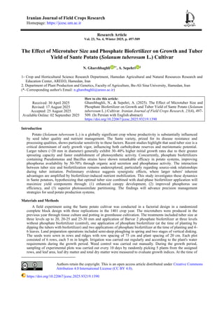 The Effect of Microtuber Size and Phosphate Biofertilizer on Growth and ...