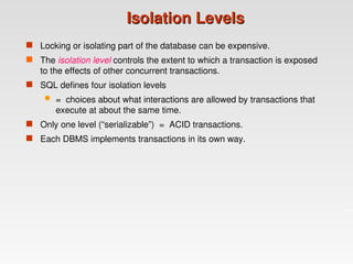 Database Isolation Levels Examples Database concepts of Transections and Views | PPT