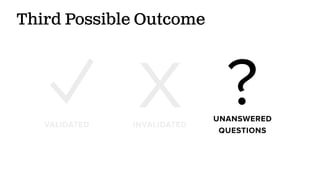 ?VALIDATED
UNANSWERED
QUESTIONS
Third Possible Outcome
XINVALIDATED
 