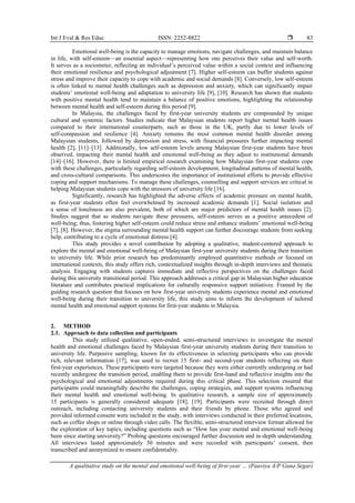 A qualitative study on the mental and emotional well-being of first ...