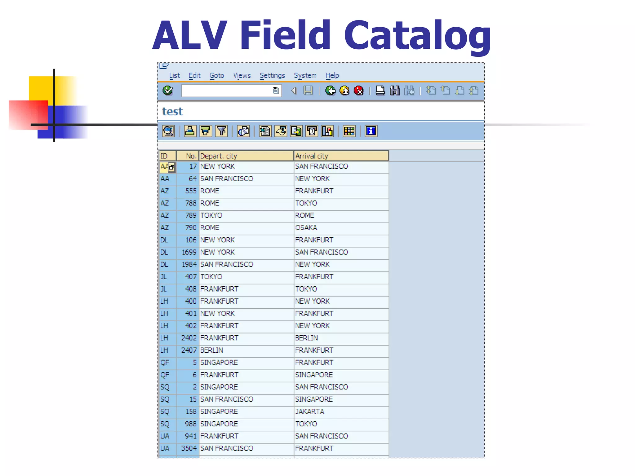 ALV Field Catalog
 