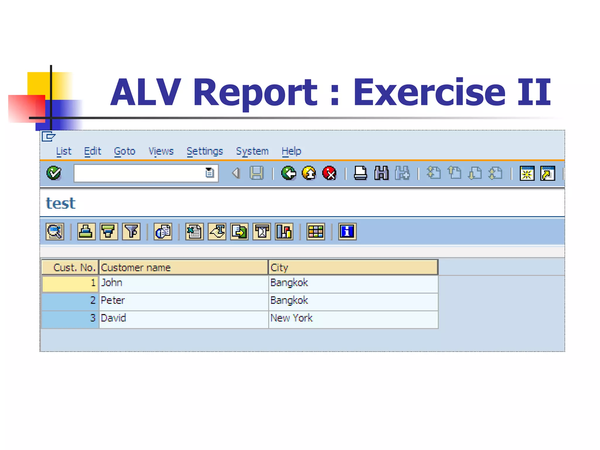 ALV Report : Exercise II
 