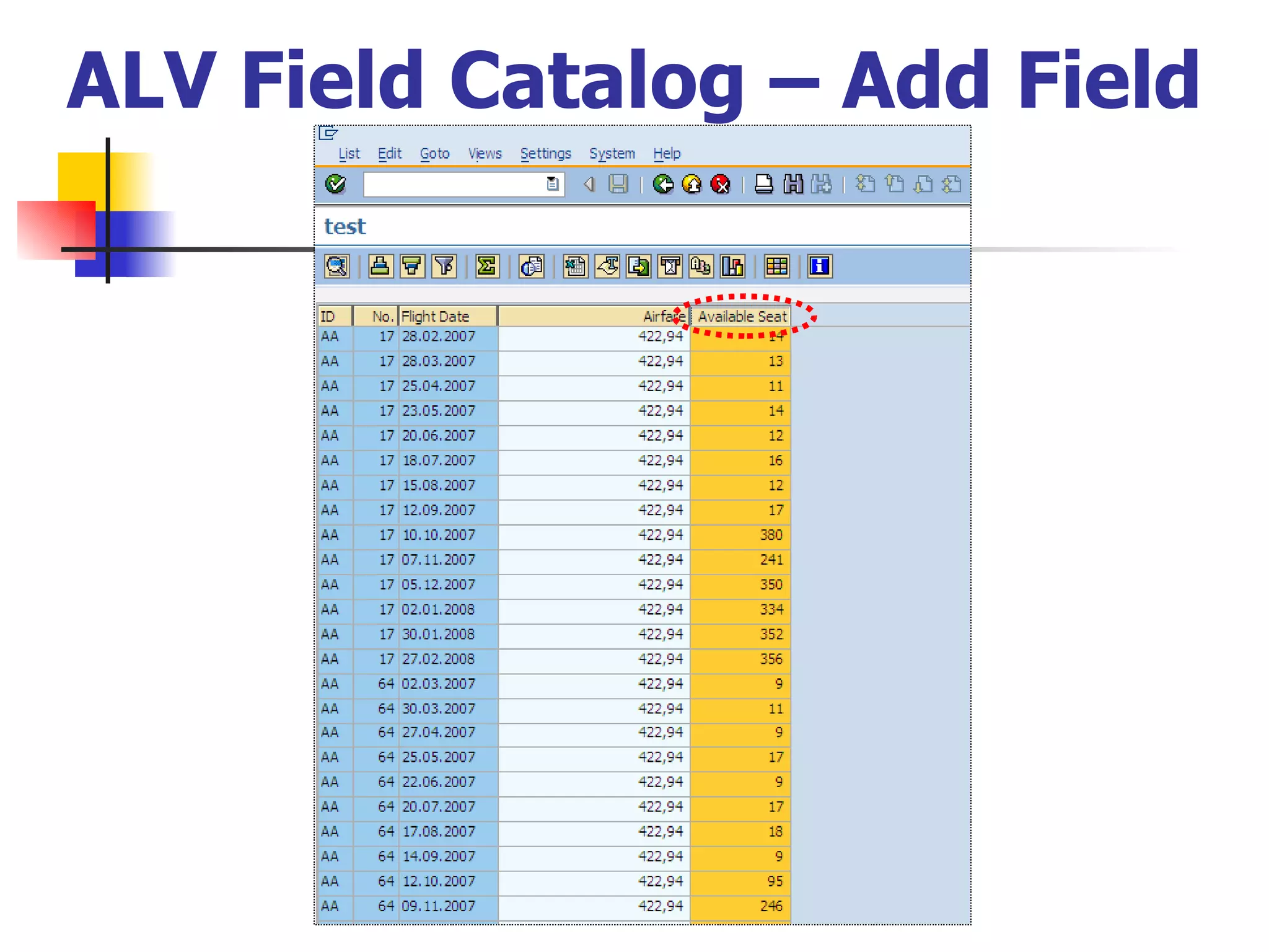 ALV Field Catalog – Add Field
 