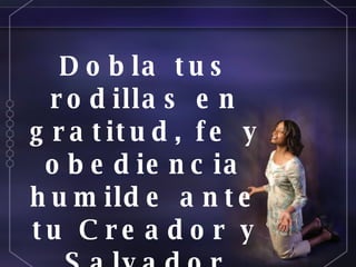 Dobla tus rodillas en gratitud, fe y obediencia humilde ante tu Creador y Salvador Jesús (LÓGOS) 