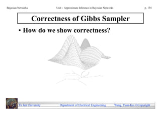 Bayesian Networks            Unit - Approximate Inference in Bayesian Networks                        p. 134



                    Correctness of Gibbs Sampler
         • How do we show correctness?




         Fu Jen University     Department of Electrical Engineering              Wang, Yuan-Kai Copyright
 