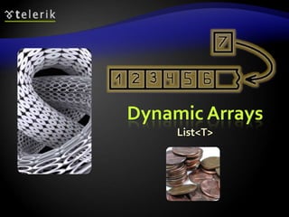Dynamic Arrays
List<T>
 