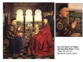 Jan van Eyck,  La Virgen del Canciller Rolin   (1435) Tabla, 66 x 62 cm Musée du Louvre, París 