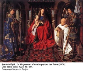 Jan van Eyck,  La Virgen con el canónigo van der Paele  (1436) Óleo sobre tabla, 122 x 157 cm. Groeninge Museum, Brujas  
