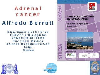 Adrenal cancer Alfredo Berruti Dipartimento di Scienze Cliniche e Biologiche Università di Torino Oncologia Medica Azienda Ospedaliera San Luigi Orbassano 