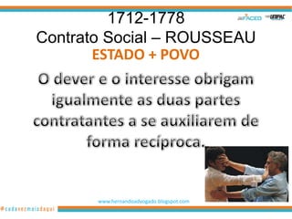 1712-1778
Contrato Social – ROUSSEAU
       ESTADO + POVO




       www.hernandoadvogado.blogspot.com
                                           31
 