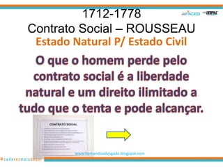1712-1778
Contrato Social – ROUSSEAU
 Estado Natural P/ Estado Civil




        www.hernandoadvogado.blogspot.com
                                            34
 