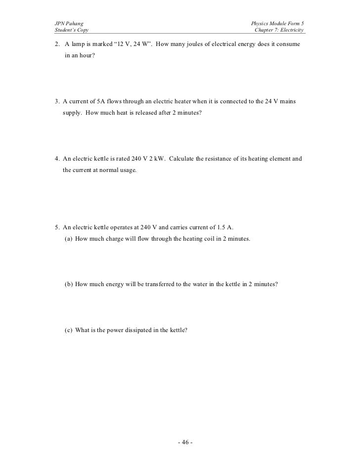 spm physics form 5 electricity kw 5 form
