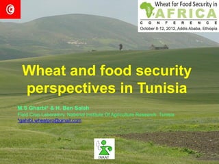Wheat and food security
  perspectives in Tunisia
M.S Gharbi* & H. Ben Salah
Field Crop Laboratory, National Institute Of Agriculture Research, Tunisia
*gahrbi.wheatpro@gmail.com




                                      INRAT
 