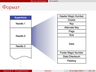 Детали реализации

Store-файл

Формат

Цесько В. А. (CompSciCenter)

Haystack

14 октября 2013 г.

28 / 53

 