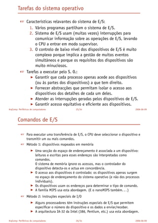 Critérios de desempenho
 