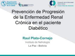 Prevención de Progresión
de la Enfermedad Renal
Crónica en el paciente
Diabético
Raul Plata-Cornejo
Instituto de Nefrología
La Paz - Bolivia
 