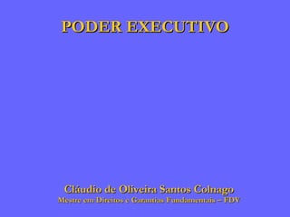 PODER EXECUTIVO Cláudio de Oliveira Santos Colnago Mestre em Direitos e Garantias Fundamentais – FDV 