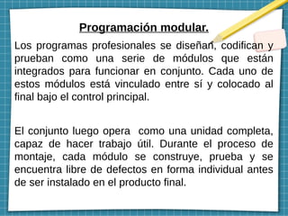 Programación modular en Introducción a la Programación | PDF