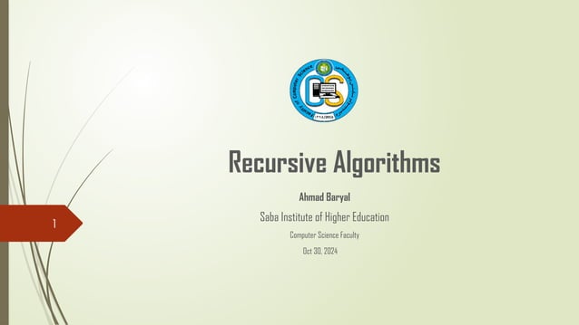 Recursive Algorithms with their types and implementation | PPT