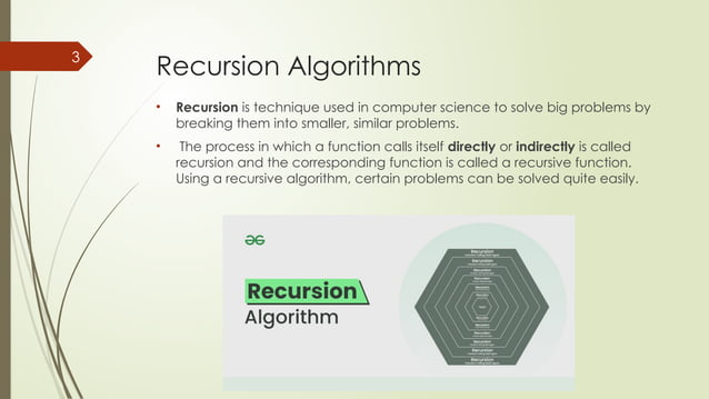 Recursive Algorithms with their types and implementation | PPTX