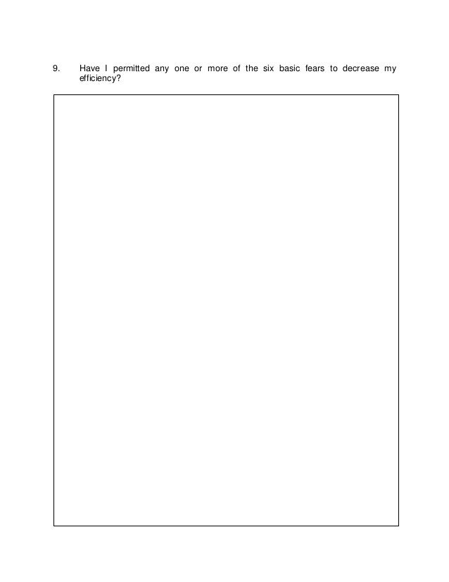 Think and Grow Rich Workbook-Chapter 7 - Self-Analysis