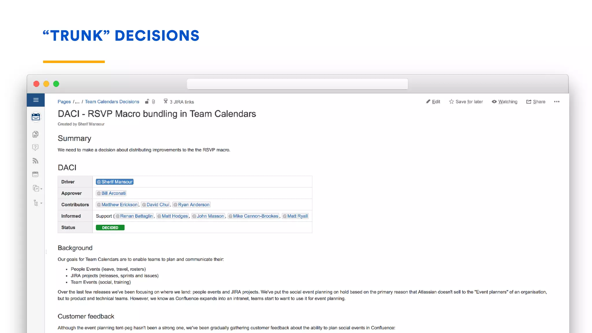 “TRUNK” DECISIONS
 