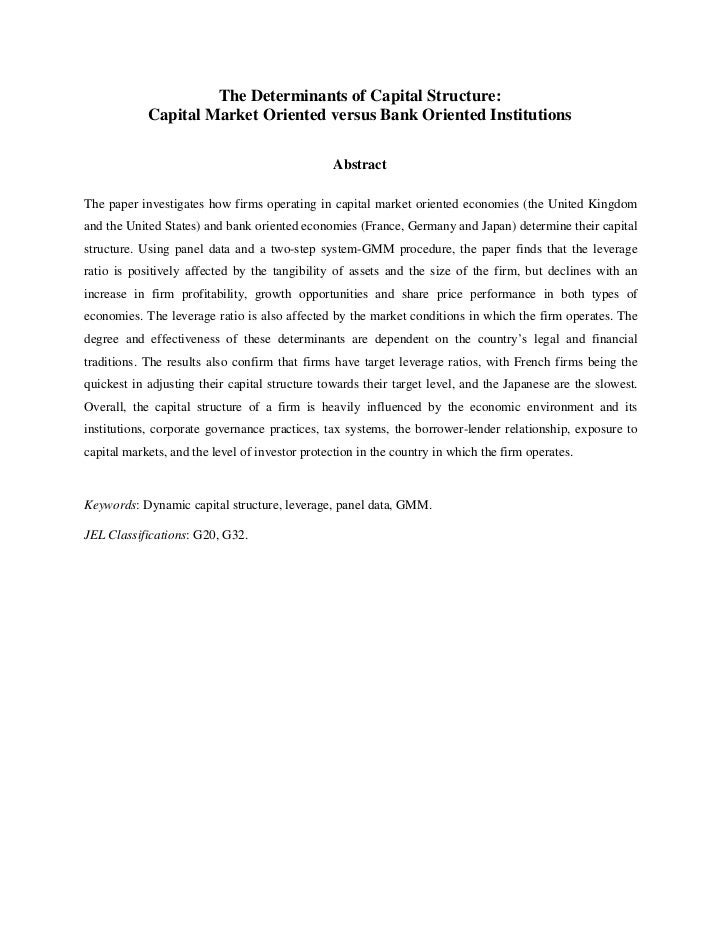 Determinants capital structure dissertation