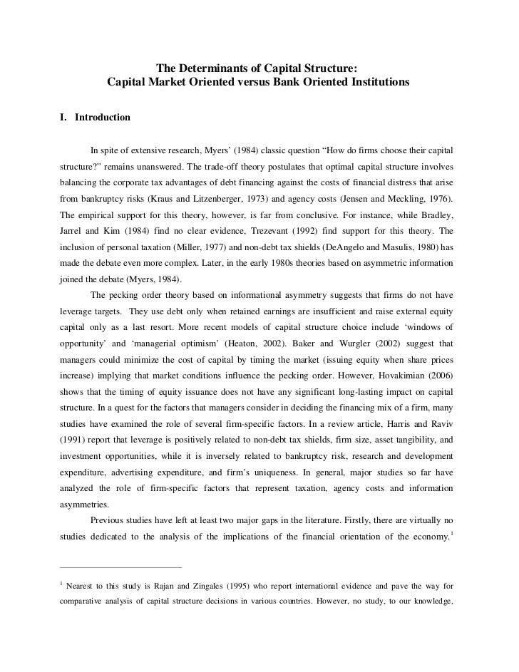 determinants of capital structure research papers
