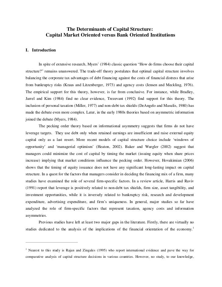 Determinants capital structure dissertation