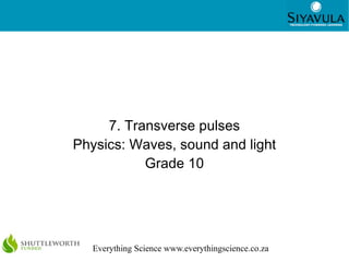 7. Transverse pulses Physics: Waves, sound and light Grade 10 