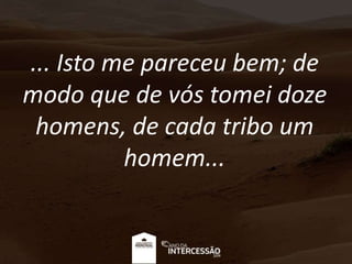 ... Isto me pareceu bem; de
modo que de vós tomei doze
homens, de cada tribo um
homem...
 