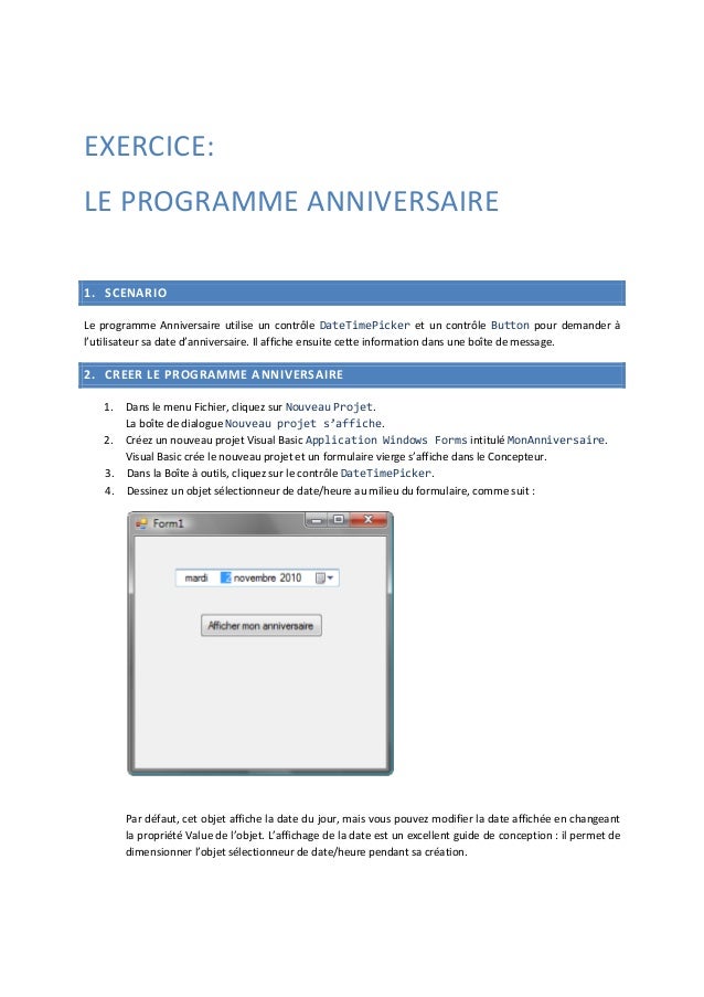 07 Visual Basic Net Exercice Le Programme Anniversaire 07 Visual Basic Net Exercice Le Programme Anniversaire