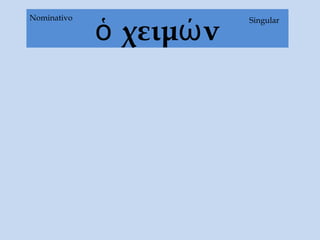 ὁ χειμών
SingularNominativo
 