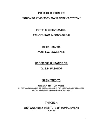  study of inventory management system