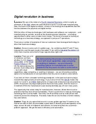Page 2 of 10
Digital revolution in business
Lourens: We are in the midst of a Fourth Industrial Revolution, which is reall...