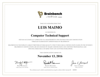 LUIS MAIMO
Computer Technical Support
November 13, 2016
12885302
 