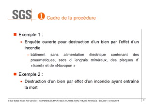 © SGS Multilab Rouen, Yvon Gervaise – CONFERENCE EXPERTISE ET CHIMIE ANALYTIQUE AVANCÉE / ESCOM – 07/02/2014

37

 