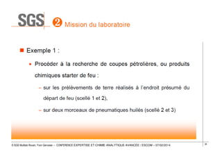 © SGS Multilab Rouen, Yvon Gervaise – CONFERENCE EXPERTISE ET CHIMIE ANALYTIQUE AVANCÉE / ESCOM – 07/02/2014

38

 