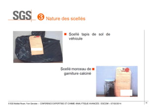 © SGS Multilab Rouen, Yvon Gervaise – CONFERENCE EXPERTISE ET CHIMIE ANALYTIQUE AVANCÉE / ESCOM – 07/02/2014

40

 