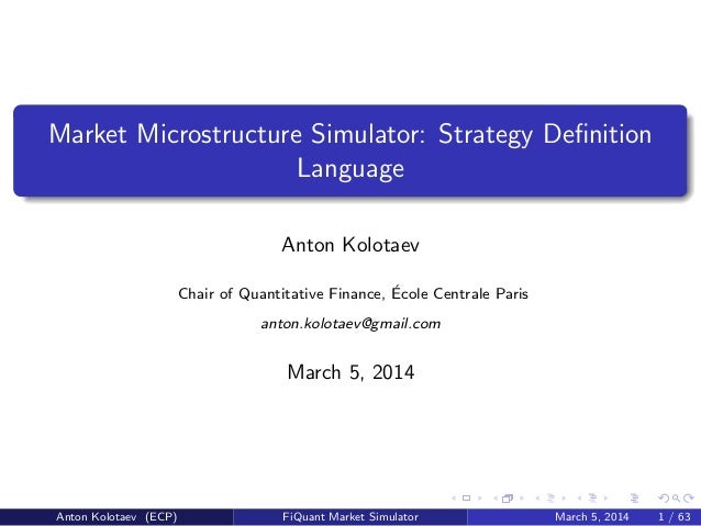 Market microstructure trading strategies