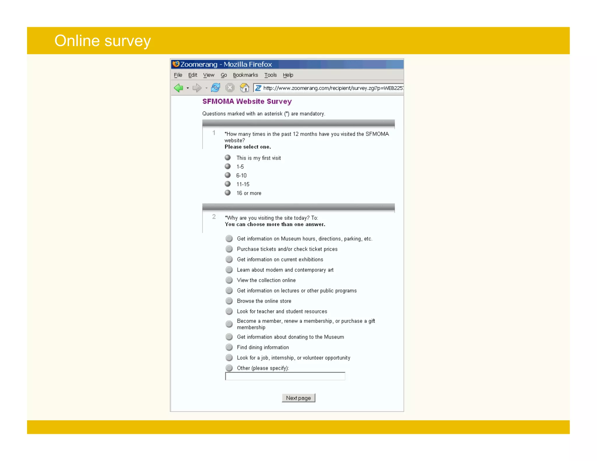Page 13
Online survey
 