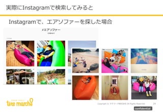 Copyright © テテマーチ株式会社 All Rights Reserved. 24
confidential
Instagramで、エアソファーを探した場合
実際にInstagramで検索してみると
 