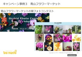 Copyright © テテマーチ株式会社 All Rights Reserved.
キャンペーン事例３ 青山フラワーマーケット
45
confidential
青山フラワーマーケットの蘭フォトコンテスト
 