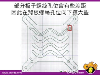 部分板子螺絲孔位會有些差距
因此在背板螺絲孔位向下擴大些
 