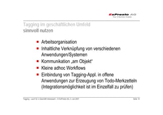 Tagging auch für das Geschäft interessant